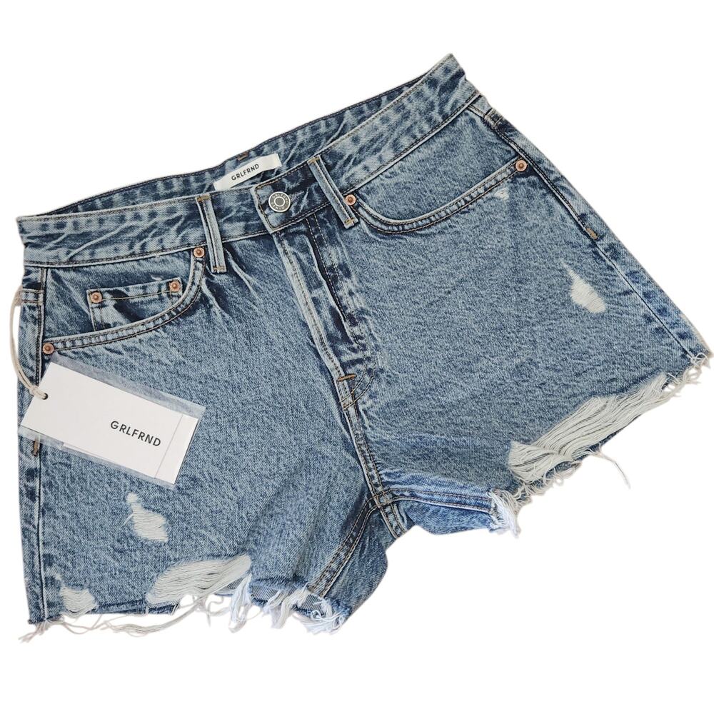 GRLFRND Helena boyfriend distressed cut off jeans shorts Siesta Key Size 25 NEW